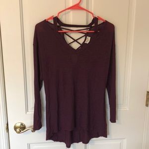 Maroon Flowy Cut Out Top